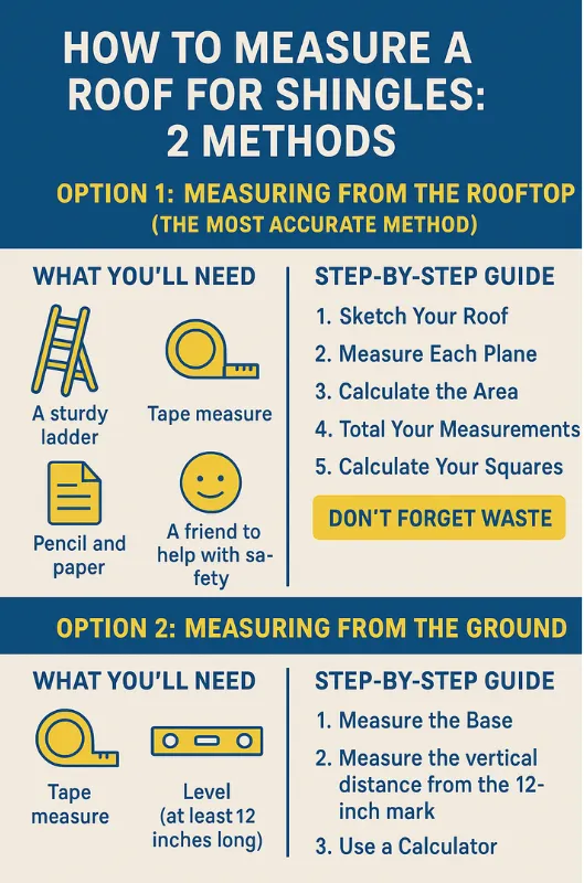 2 methods to measure a roof for shingles